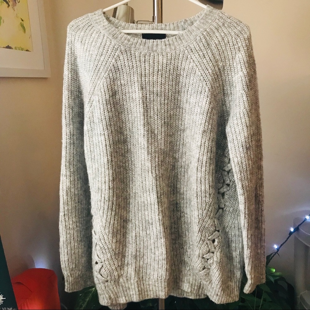 Cynthia Rowley Gray Cable Knit Sweater Size Large